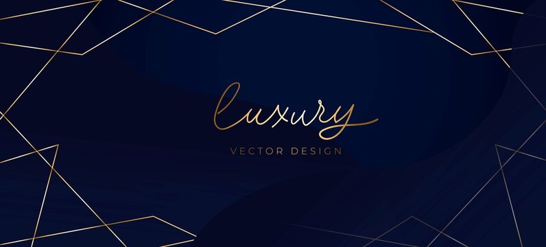 Luxury background with abstract golden lines, blue background. Elegant concept for social networks, banner, invitation, mobile, greeting cards etc. Vector illustration