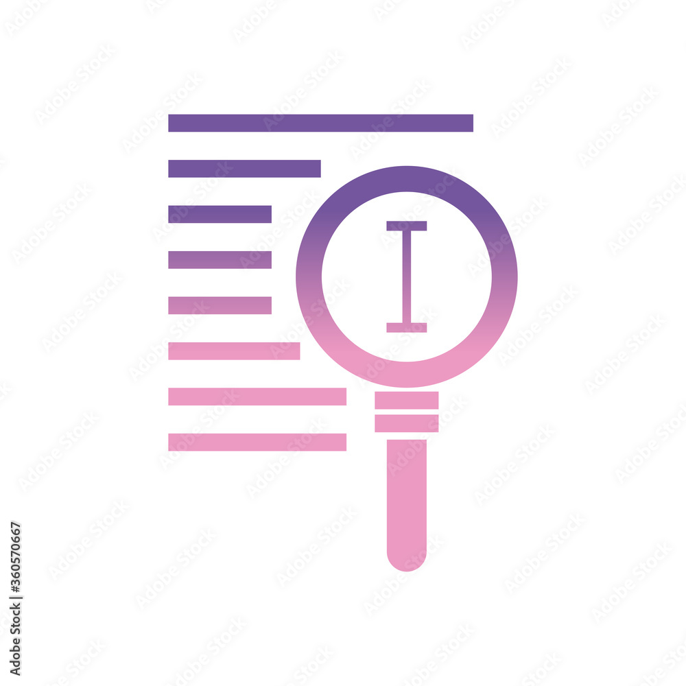 Aufkleber text edit cursor line inside lupe gradient style icon vector design