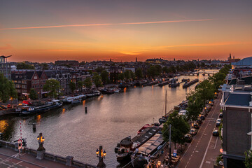 Fototapeta premium sunset over the river