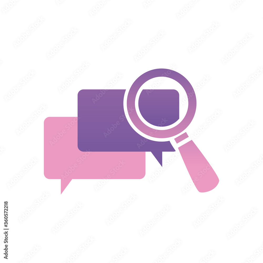 Aufkleber lupe with bubbles gradient style icon vector design