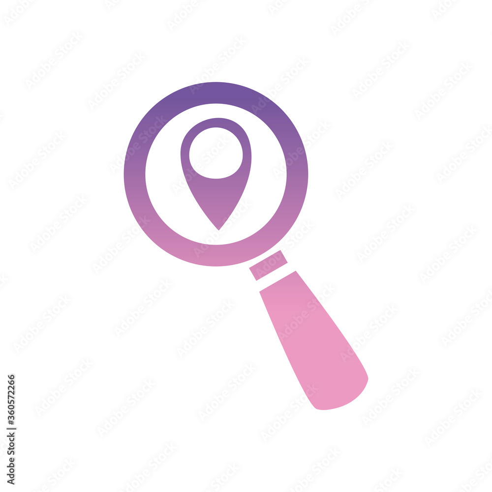 Aufkleber gps mark inside lupe gradient style icon vector design