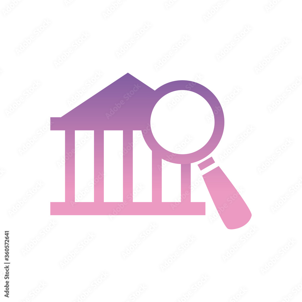 Poster lupe with bank gradient style icon vector design