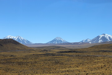View of "Cordillera de los Andes" (Andes Mountain Range) from the Atacama Desert, Chile.