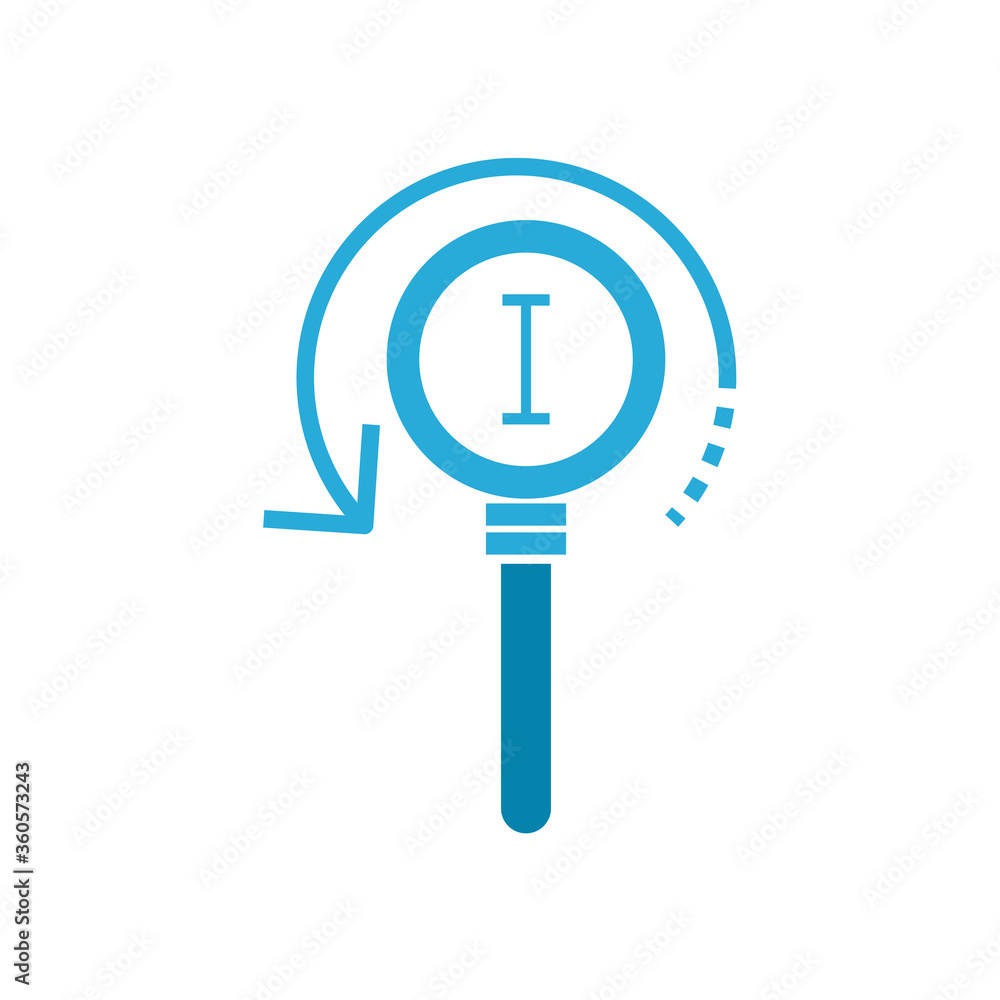 Aufkleber text edit cursor line inside lupe flat style icon vector design