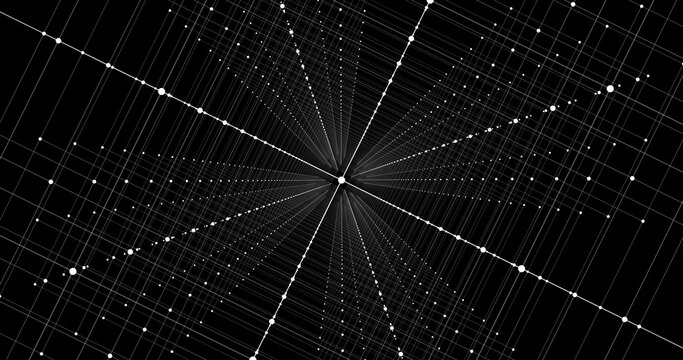 3D Illustration abstract background of dots grid lines wireframe matrix cube for future innovation digital concept