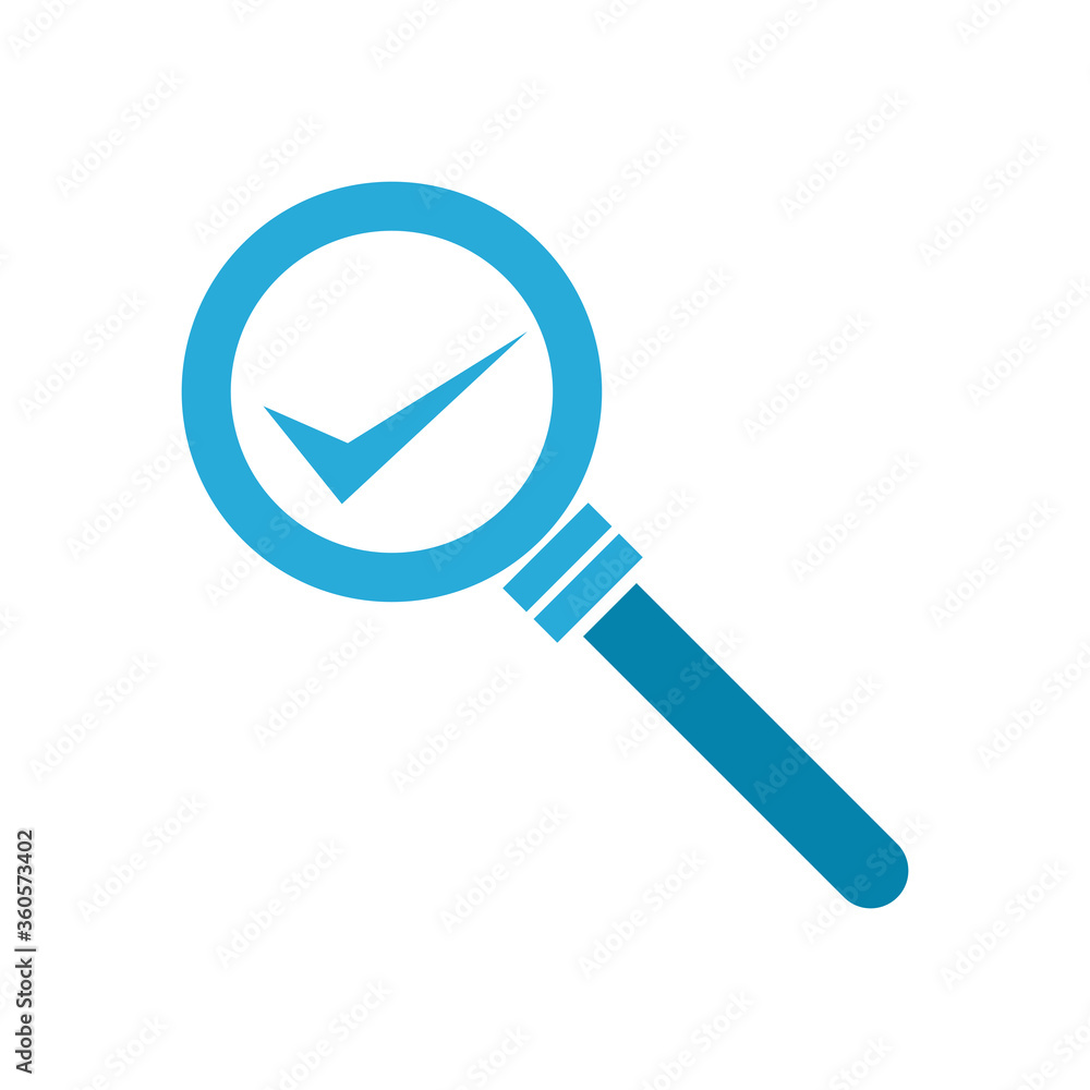 Poster check mark inside lupe flat style icon vector design