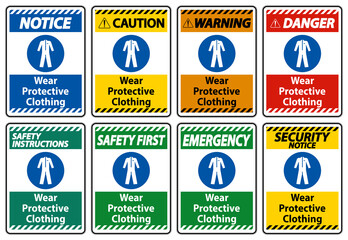 Wear protective clothing sign on white background