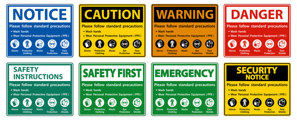 Please follow standard precautions ,Wash hands,Wear Personal Protective Equipment PPE,Gloves Protective Clothing Masks Eye Protection Face Shield