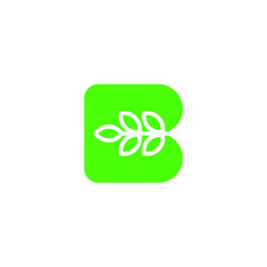 letter b with leaf eco nature logo