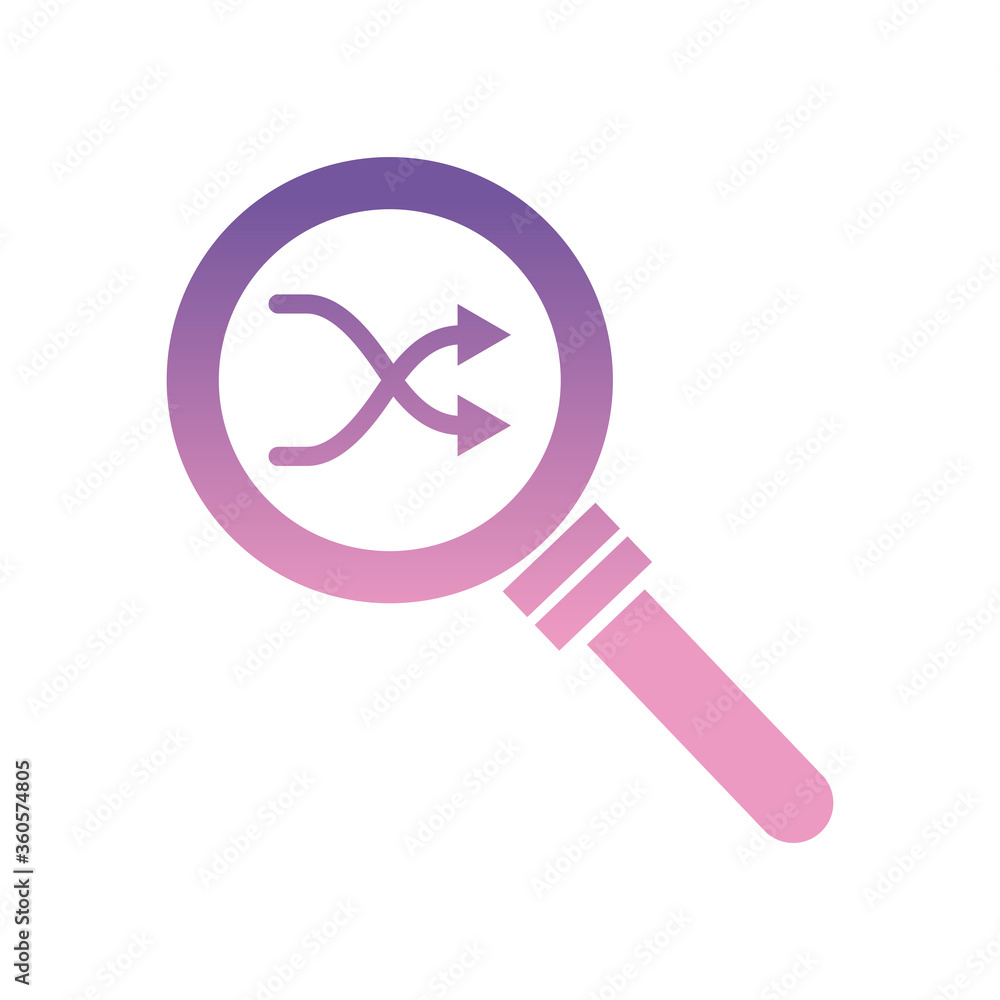 Aufkleber random arrows inside lupe gradient style icon vector design