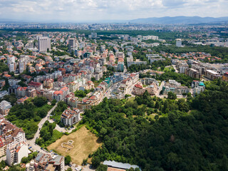 Fototapeta premium Aerial view of city of Sofia, Bulgaria