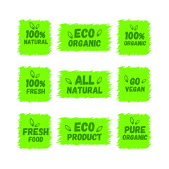 sale badge sticker set eco nature organic