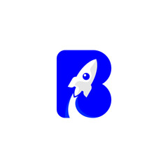 Fototapeta premium letter b with rocket launch logo