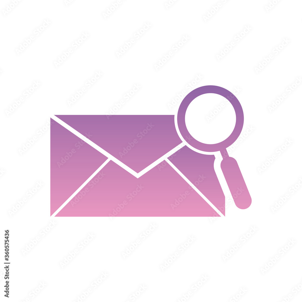 Aufkleber lupe with envelope gradient style icon vector design