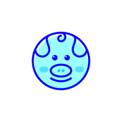 cute pig flat line character