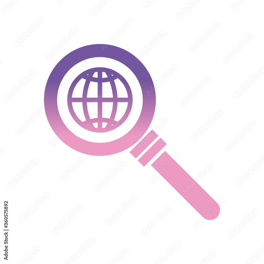 Aufkleber global sphere inside lupe gradient style icon vector design