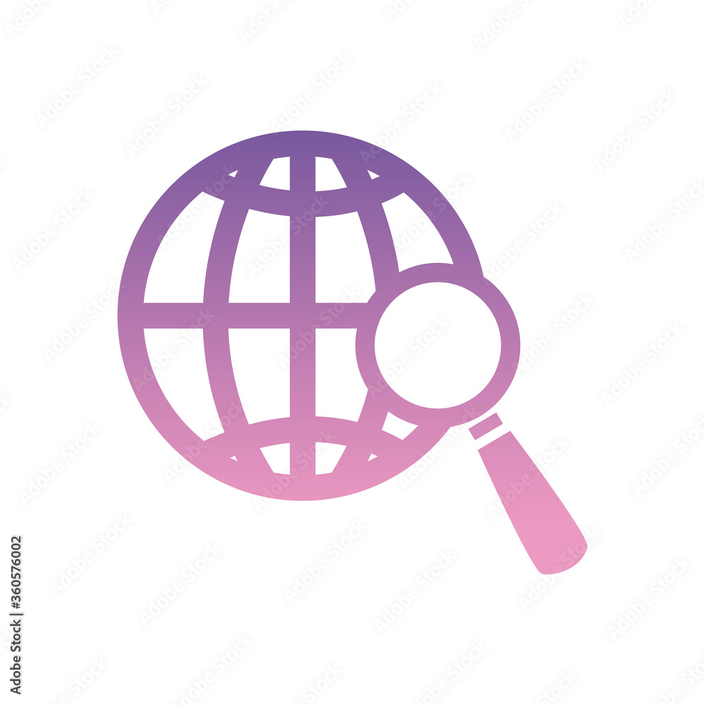 Poster lupe with global sphere gradient style icon vector design