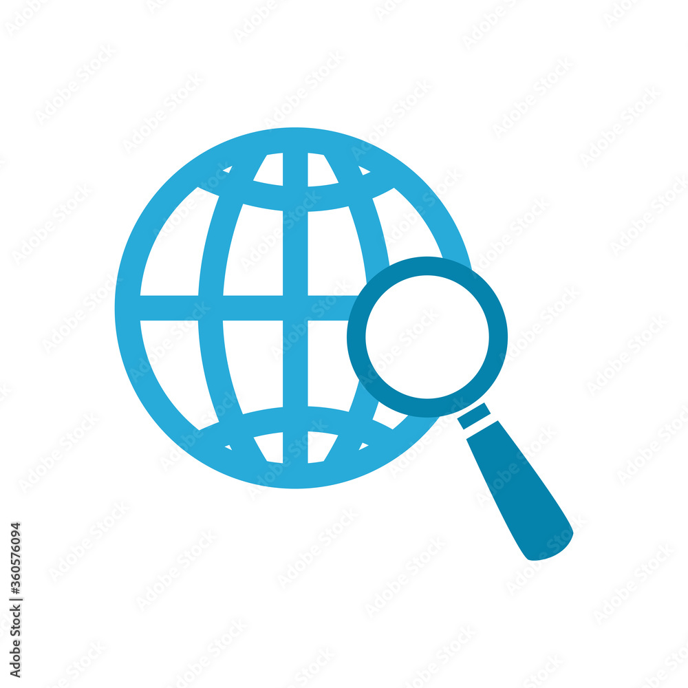 Poster lupe with global sphere flat style icon vector design