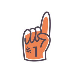 Number one glove line and fill style icon vector design