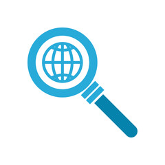 global sphere inside lupe flat style icon vector design