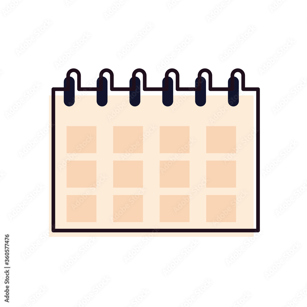 Poster calendar line and fill style icon vector design