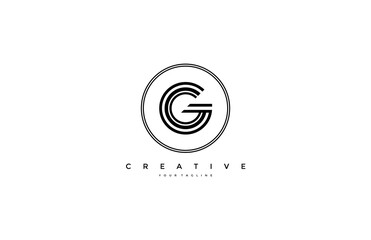 G Letter Circle Monogram Line Design Logo