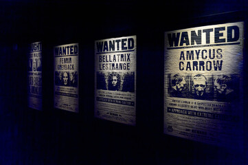 Fototapeta premium MADRID, SPAIN - NOV 22, 2017: Wanted criminals, Wizarding world of Harry Poter experience in Madrid, Spain