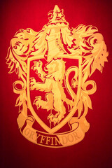 Naklejka premium MADRID, SPAIN - NOV 22, 2017: Griffindor symbol, Wizarding world of Harry Poter experience in Madrid, Spain