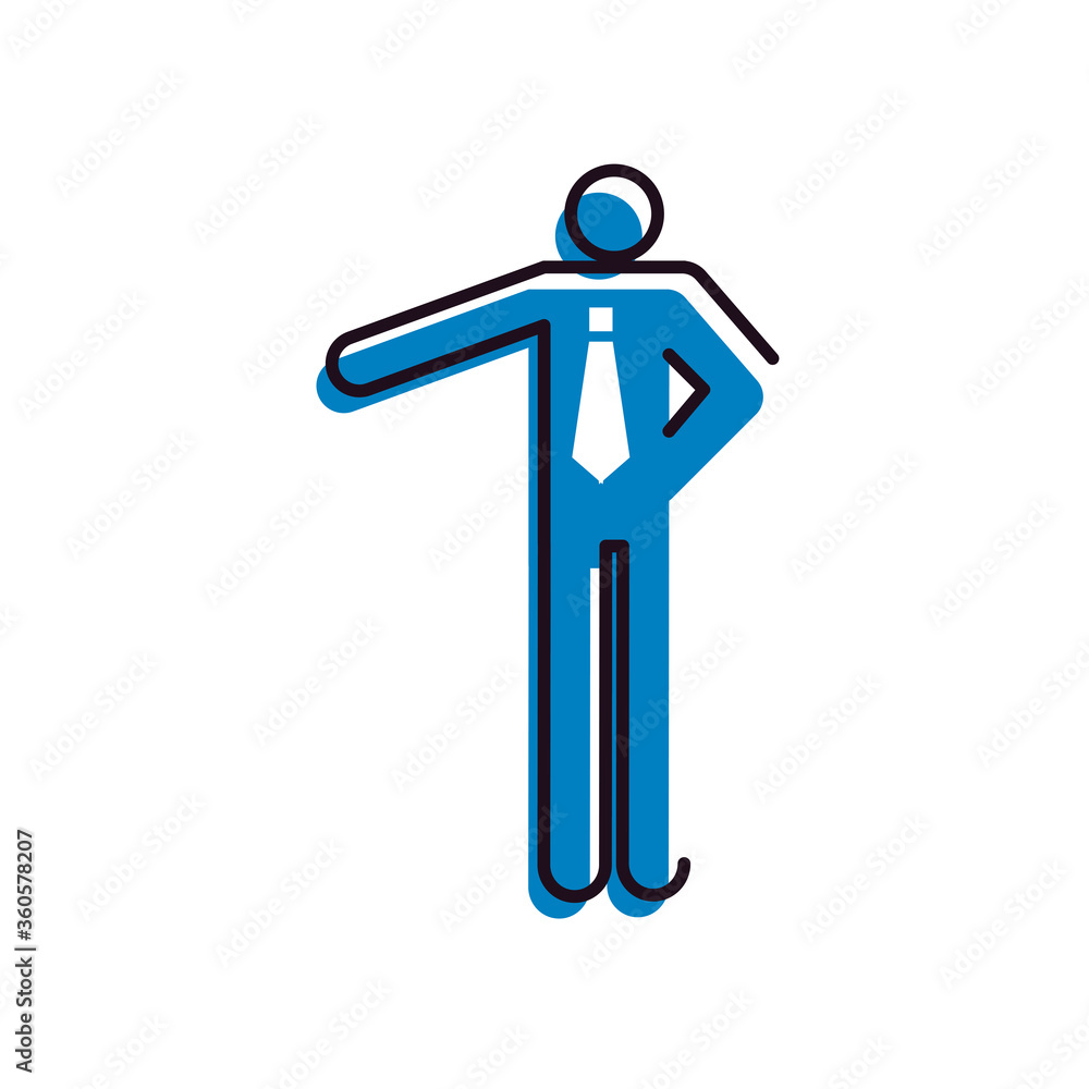 Poster avatar with necktie line and fill style icon vector design