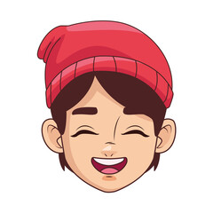 happy young boy head avatar character