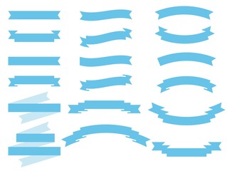 青色のシンプルなリボンセット