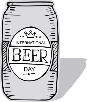 Hand drawn of International beer day, vector illustration