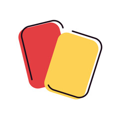 Soccer red and yellow card line and fill style icon vector design