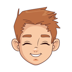 happy young boy head avatar character
