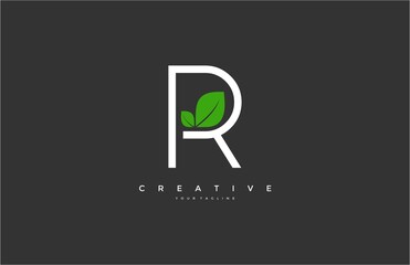 R Letter Logo with Leaf Vector Icon