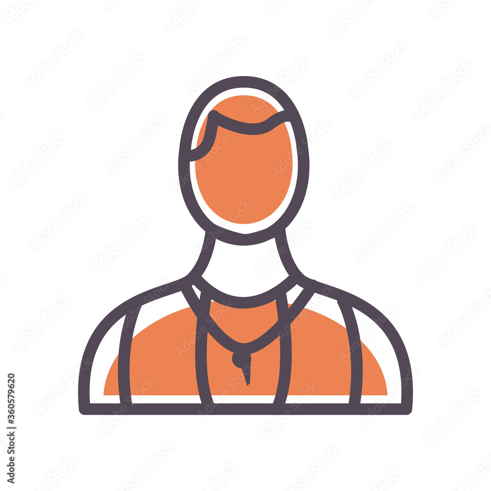 Poster avatar man with jacket line and fill style icon vector design