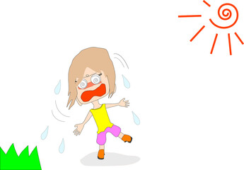 屋外でフラフラする女性