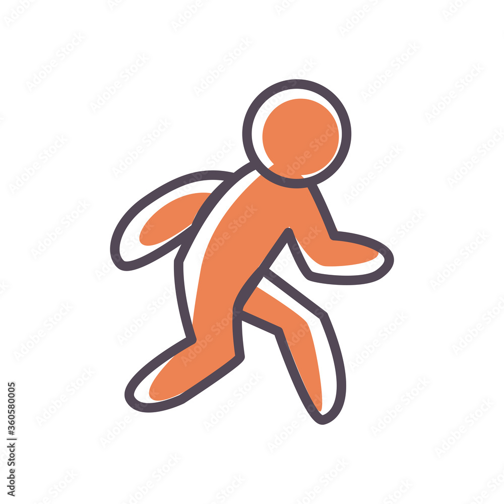 Poster man avatar running line and fill style icon vector design