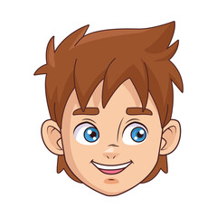 happy young boy head avatar character