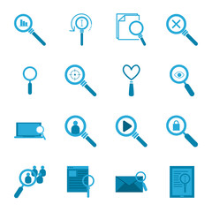 searching lupes flat style icon set vector design