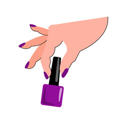 Hand showing manicure and nail care. Vector illustration.