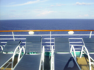 Sun chairs on a cruise boat