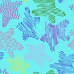 Stars shaded by a colored line on a blue background