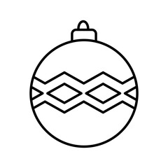 Christmas Ball Line Icon Vector Illustration Isolated on White Background.