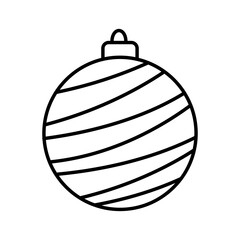 Christmas Ball Line Icon Vector Illustration Isolated on White Background.