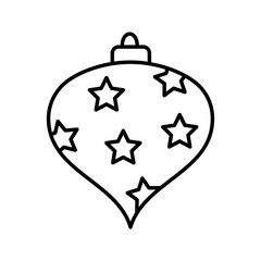 Christmas Ball Line Icon Isolated on White Background. Decoration Light Vector Illustration