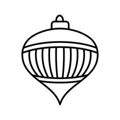 Christmas Ball Line Icon Isolated on White Background. Decoration Light Vector Illustration