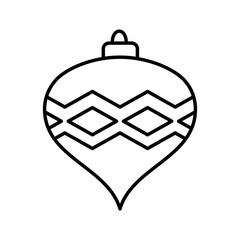 Christmas Ball Line Icon Isolated on White Background. Decoration Light Vector Illustration