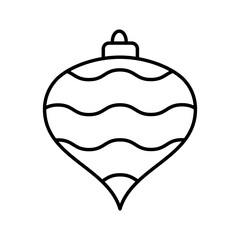 Christmas Ball Line Icon Isolated on White Background. Decoration Light Vector Illustration