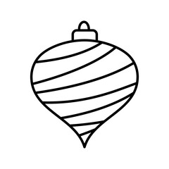 Christmas Ball Line Icon Isolated on White Background. Decoration Light Vector Illustration